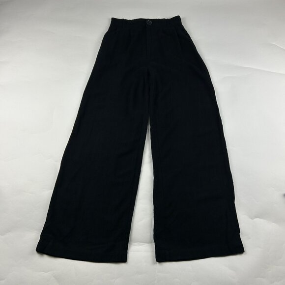 Blenca Black Linen Blend High Rise Wide Leg Summer Trouser Pant S - Picture 1 of 6